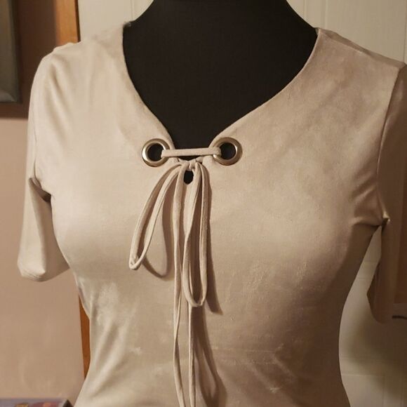 SUEDE MINI Dress in Plus sz 1x2x3x Off white - Picture 7 of 15